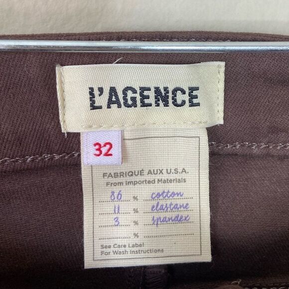 NWT L'Agence Jyothi Skinny Brow Cocoa Jeans Coated High Rise Ankle Size 32 - Picture 9 of 9